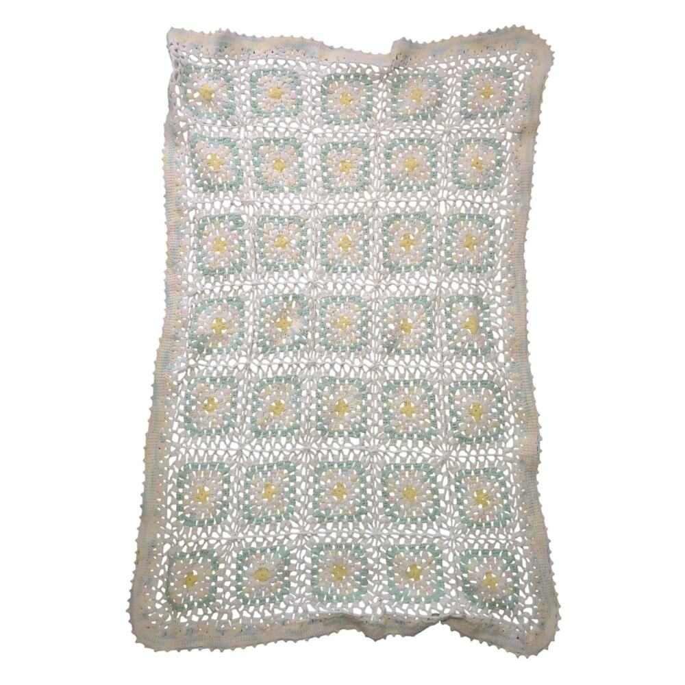 VTG Granny Square Handmade Baby Blanket Throw Cottagecore Grandmacore Prairie‎